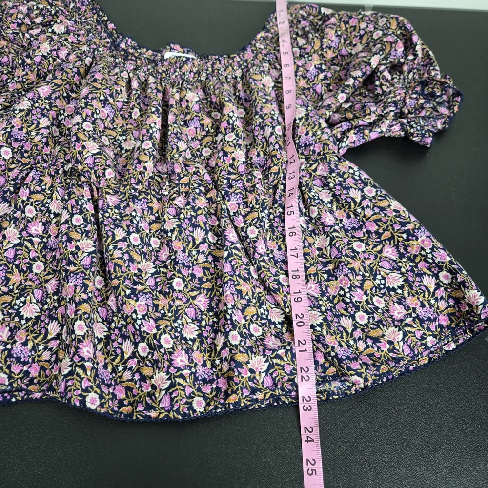 Old Navy Womens Dark Floral Puff Sleeve Top 2X Pink Smocked Peasant Cottagecore